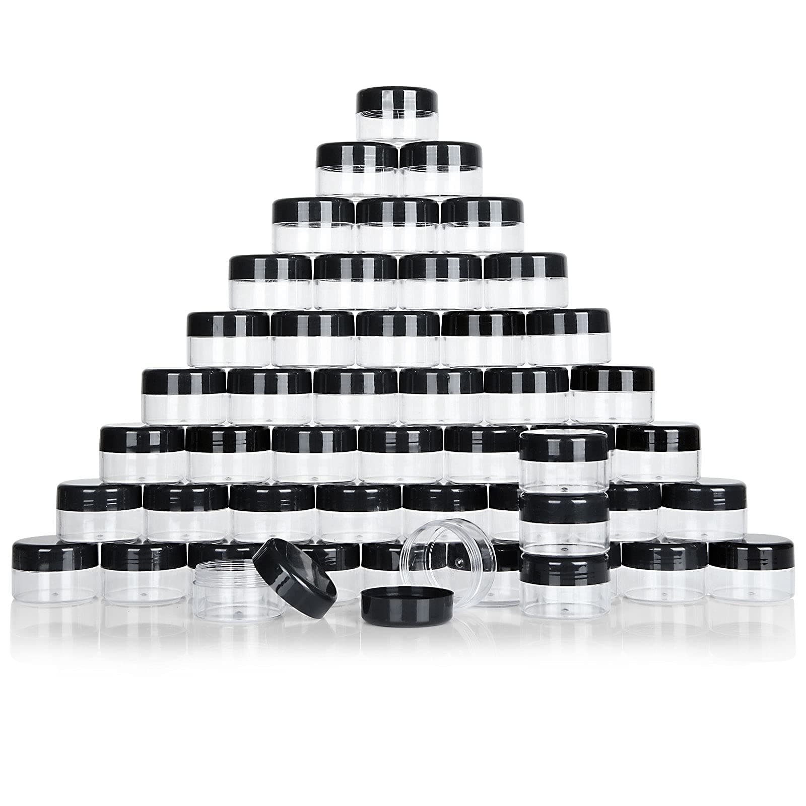 100 Pieces Sample Empty Containers, 20g Clear Cosmetic Container Jars with Lids, Plastic Pot Makeup Jars for Cosmetics, Cream, Lip Balm, Lip Scrub, Ointments-Leak Proof