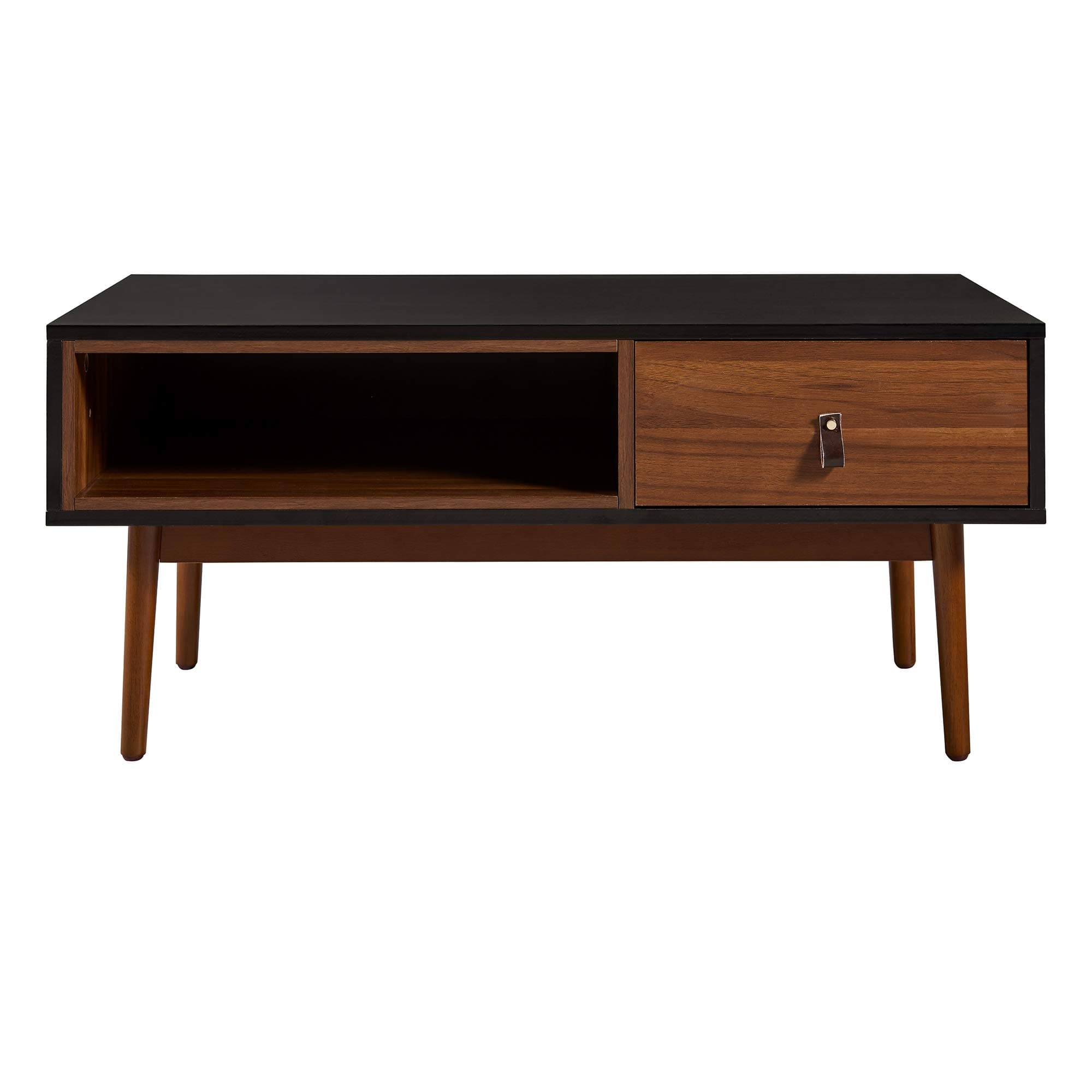 Reno Coffee Table with Storage Space-Black/Walnut, 39.62" x 21.62" x 17.75"