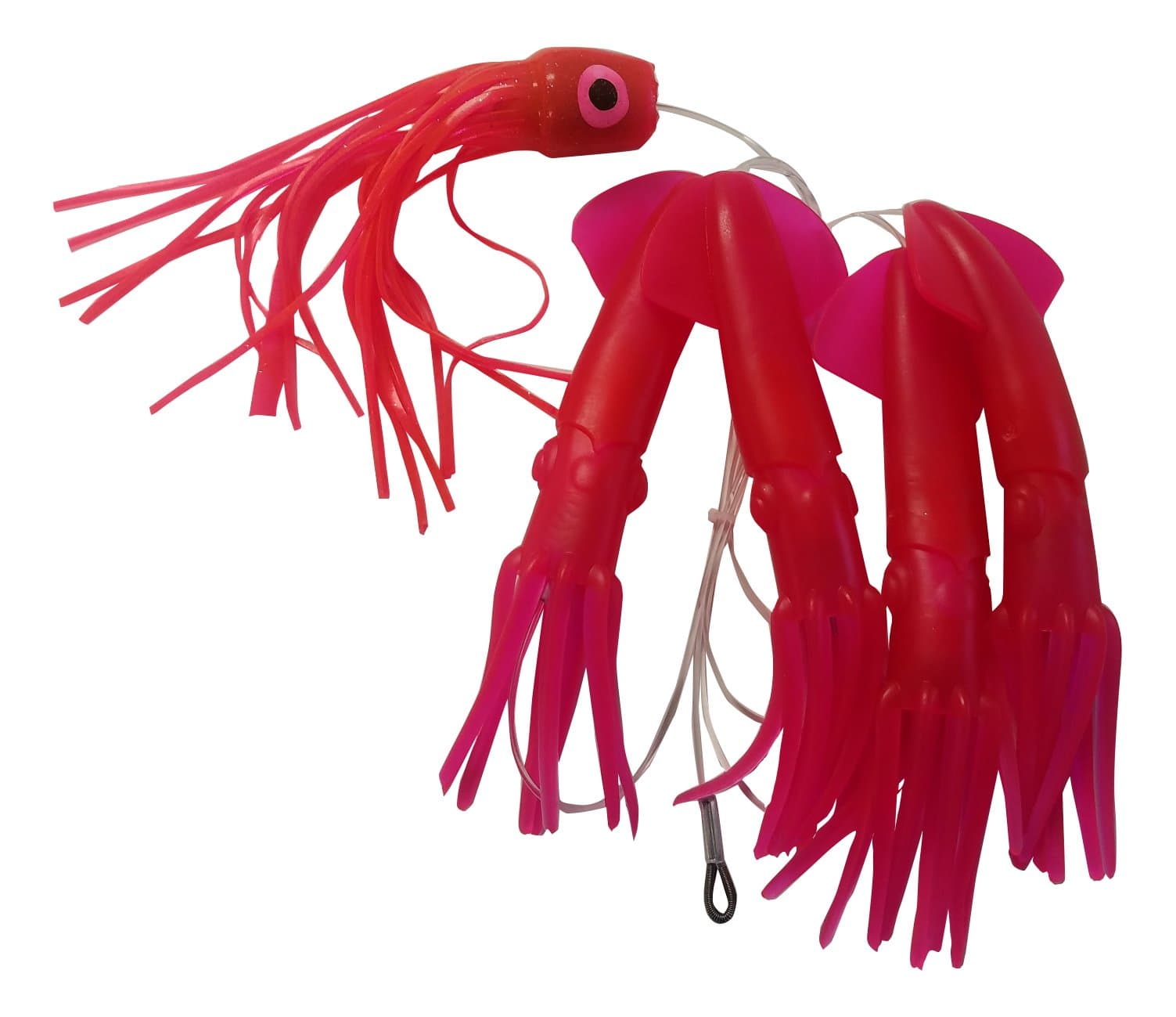Daisy Chain, 4 9" Squid with Soft Head Lure Pink