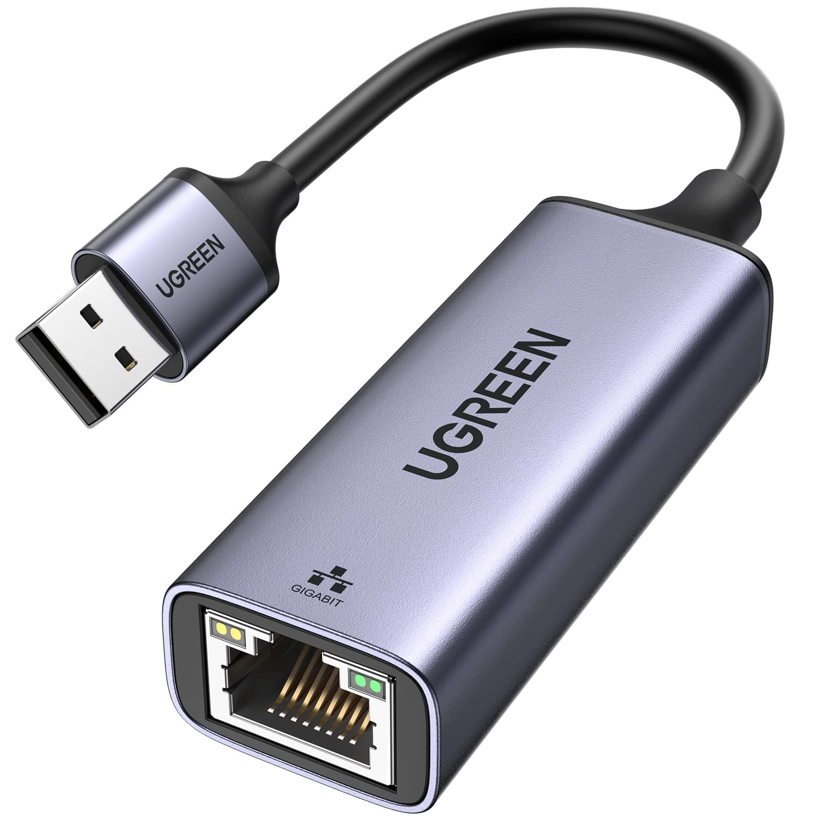 UGREEN USB 3.0 Ethernet Adapter Aluminum, 1000Mbps Gigabit RJ45 LAN Internet Adapter, for Office/Home/Gaming, Compatible with MacBook, iMac, PC, Switch, Surface Pro, Windows, Mac OS/IOS, Linux, Grey