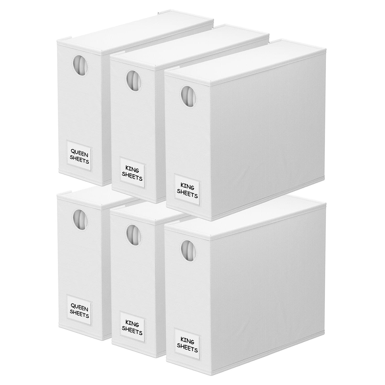 SpaceAid 6 Pack Bed Sheet Organizers and Storage, Foldable Sheet Organizer for Linen Closet, Sheets Set Folder Keeper with Window XL (Queen & King Size) Bedding Container, (White, 6 Pack)