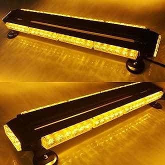 Evershine SignalES-318-4 26.6" Heroic Spirit Beetle Shape Led Emergency Warning Traffic Advisor Vehicle Strobe Light Bar Kit with Leds on Four Sides 54W 12V DC-Amber White(4-Bar)