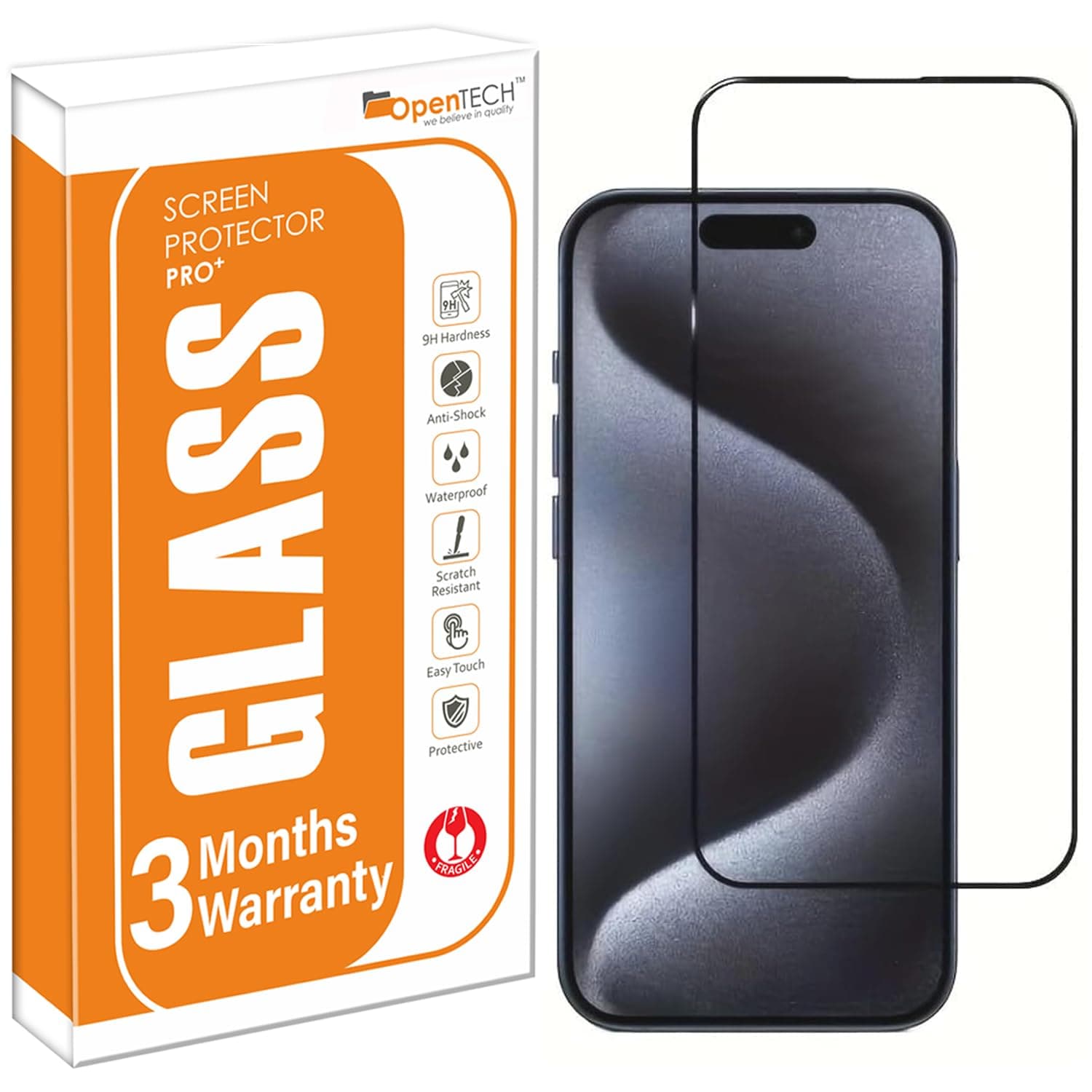 OpenTech Military-Grade Tempered Glass Screen Protector For iPhone 16 Pro Max / 17 Pro Max With Edge To Edge Full Screen Coverage | Scratch Resistant | Case Friendly | Easy Installation Kit