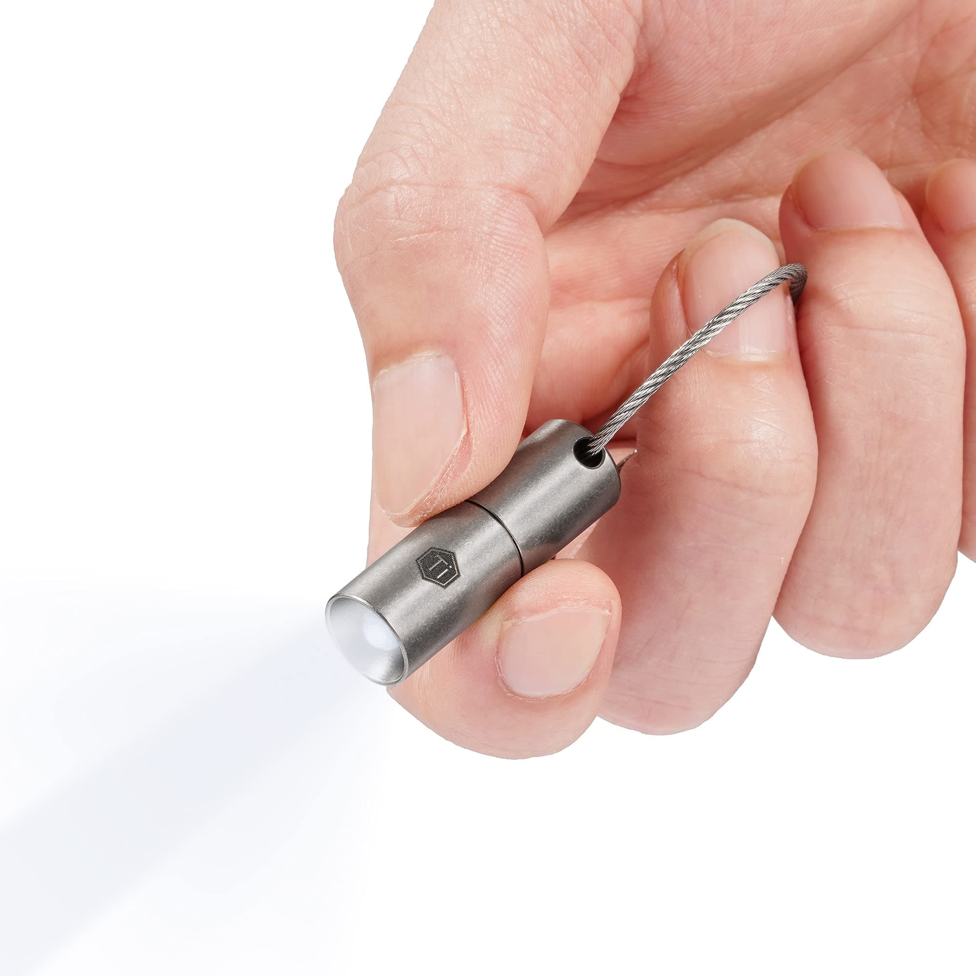 KeyUnity KF00 Titanium Mini Keychain LED Flashlight, 15 Lumens Waterproof Electric Torch Light Handheld Size Single Mode for Camping, Hiking, Climbing, Fishing, Backpacking (KF00 Sandblasted)