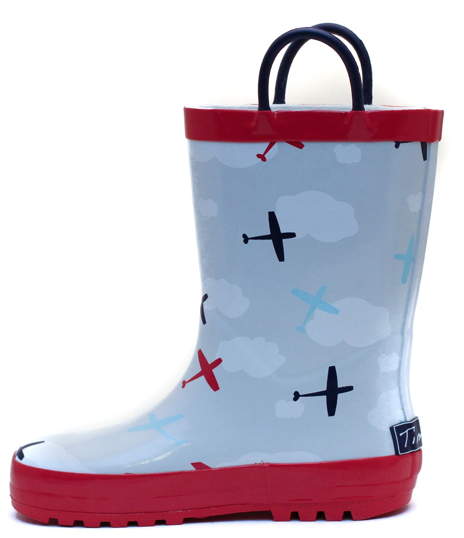 Timbee Airplane Rubber Rain Boots Size 11 Gray