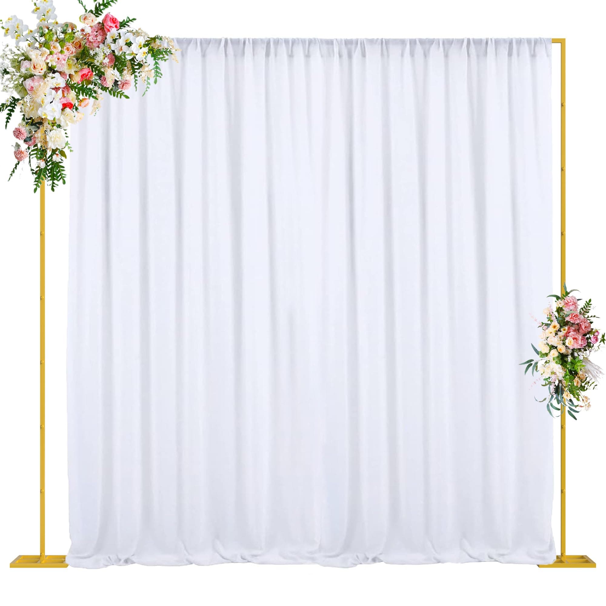 10x10 FT Backdrop Stand Heavy Duty Pipe and Drape Kit, Adjustable Gold Backdrop Stand for Wedding Birthday Party Photography Photo Booth Background Christmas Decoration