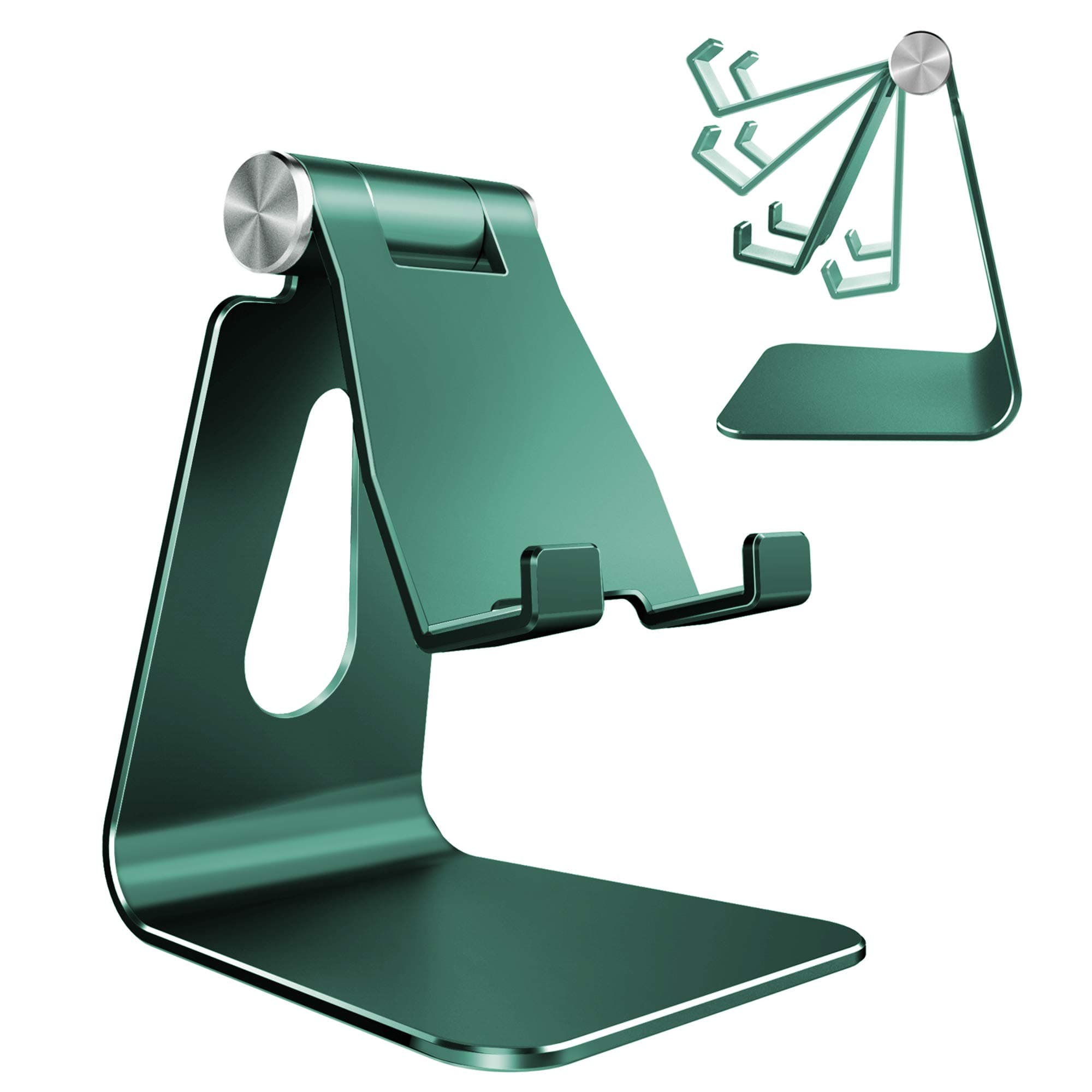 CreaDream Adjustable Cell Phone Stand, Phone Stand, Cradle, Dock, Holder, Aluminum Desktop Stand Compatible with Phone 13 12 11 Pro Max Charging, Accessories Desk, All Mobile Phones, Midnight Green