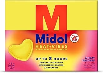 - Midol Heat Vibes Menstrual Pain Relief Heat Patches - 6 Count Pack for Period Cramps and Backache