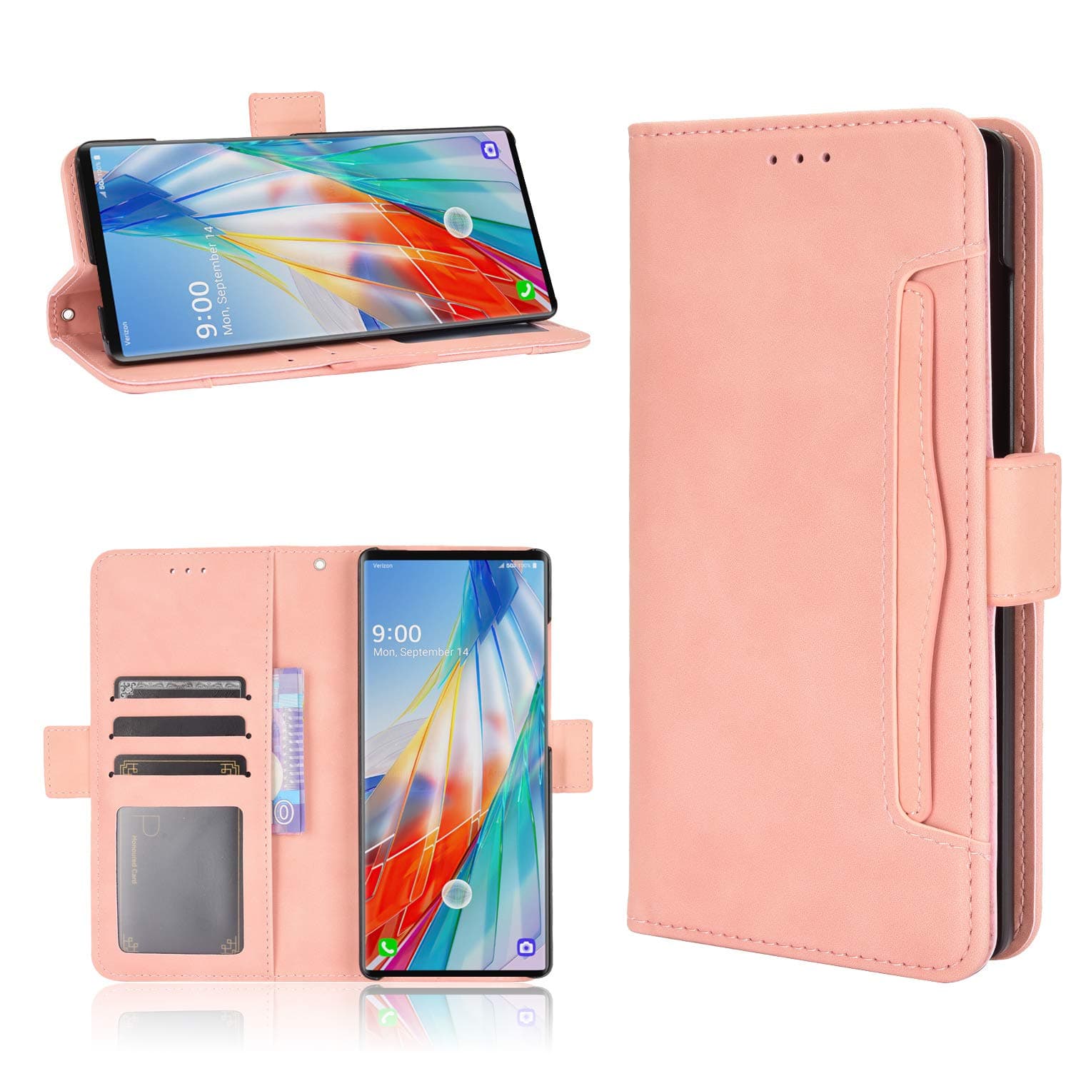 Case for LG Wing 5G Case Cover,Case for Case for LG LMF100TMK Wing 5G / LMF100VM1 LMF100EMW LMF100VMY LMF100N Case Flip Pu Leather Cover Pink