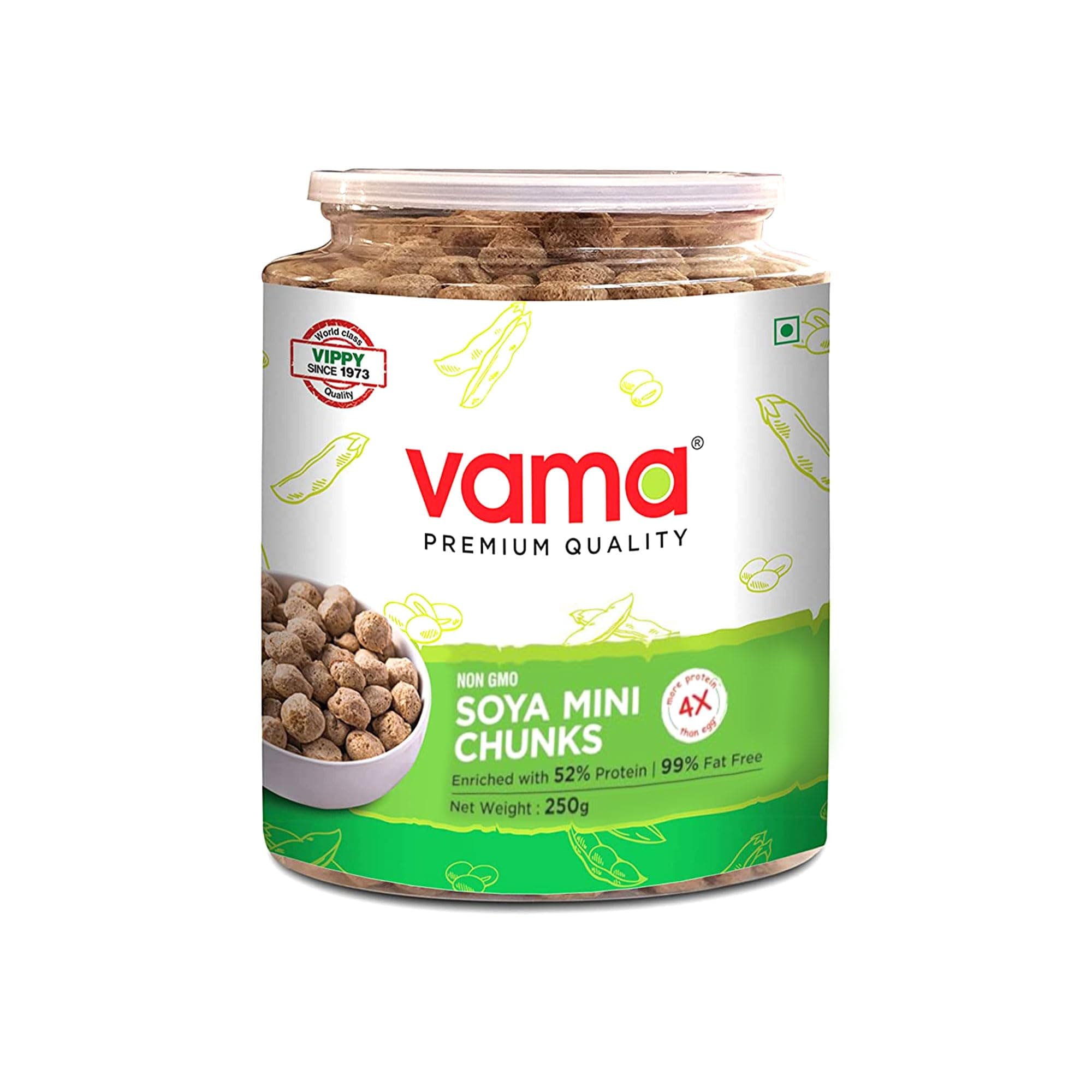 - Vama Soya Wadi Mini Chunks Enriched with 52% Protein and 99% Fat Free, 250g