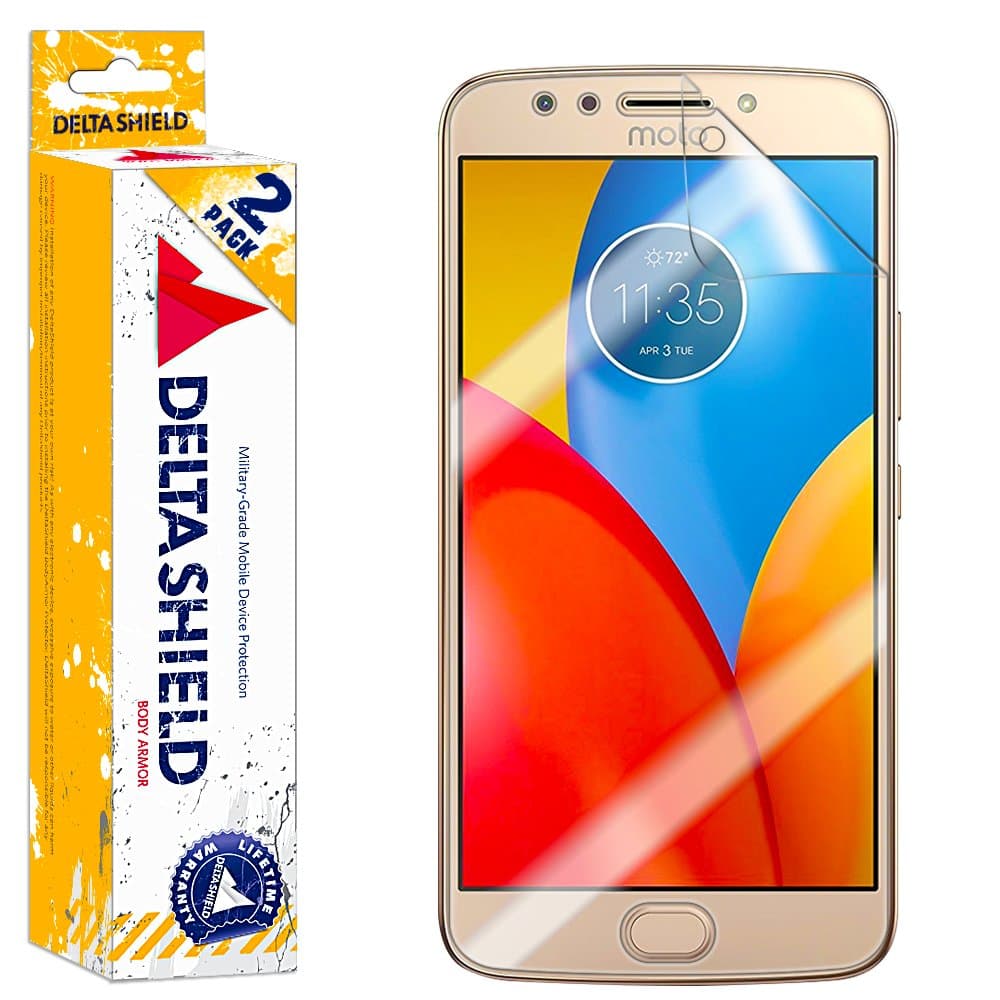 Moto E4 Plus Screen Protector (4th Generation, US VERSION XT1775)[2-Pack], DeltaShield BodyArmor Full Coverage Screen Protector for Moto E4 Plus Military-Grade Clear HD Anti-Bubble Film