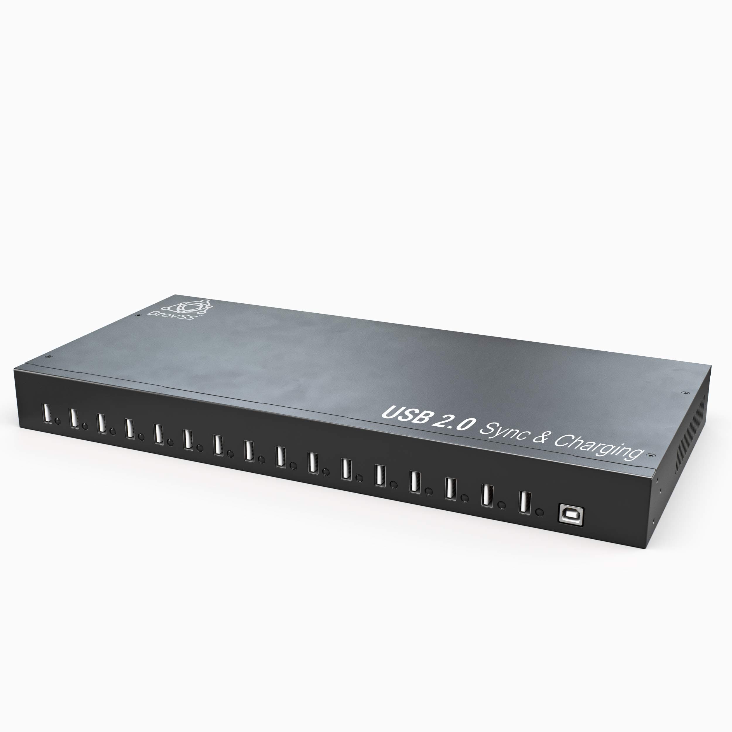 Powered USB Hub - 16-Port USB 2.0 Hub - Charging Hub for Multiple Devices with 5V 40A Power Adapter 200W - LEDs - Great for Home and Office (Black)