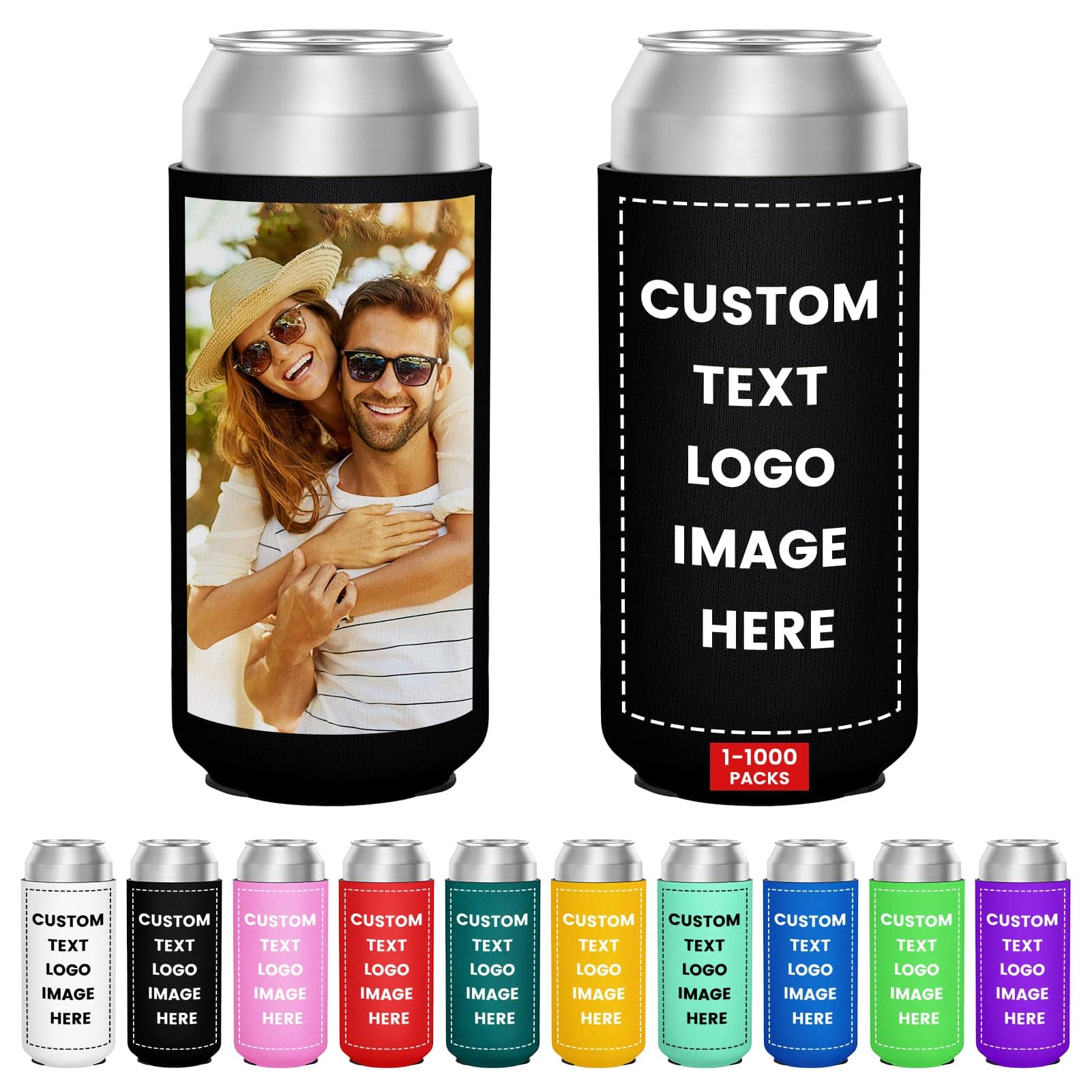 6 Pack Custom Can Cooler Bulk 16 Oz Collapsible Neoprene Insulated Beer Bottle Sleeves Drink Holder, Personalized Birthday Decorations Bachelorette Party Favors & Wedding Gifts