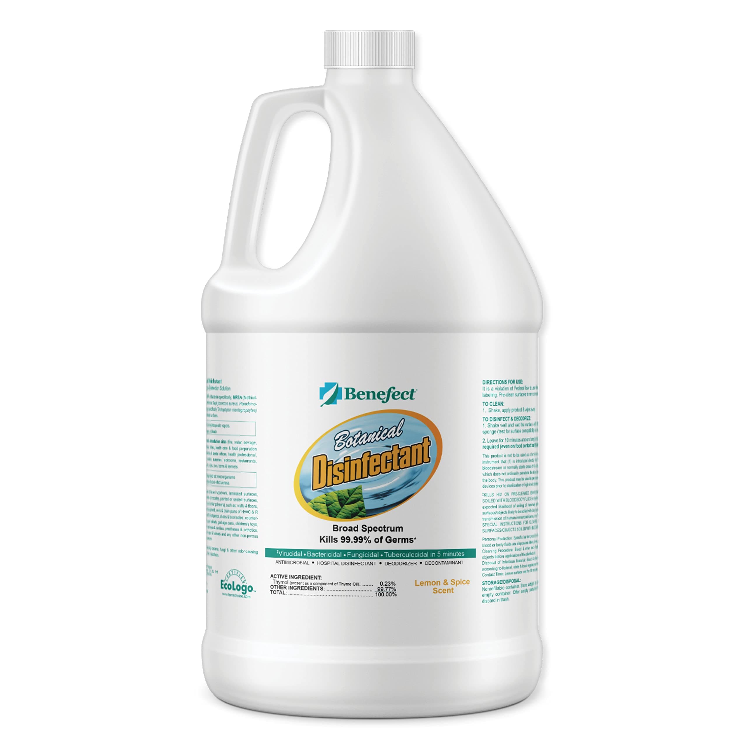 Botanical Broad Spectrum Disinfectant, 1 Gallon, Lemon & Spice Scent, Hospital Grade Disinfectant & Tuberculocide, Kills Over 99.99% of Germs, No Rinsing or Wiping Required