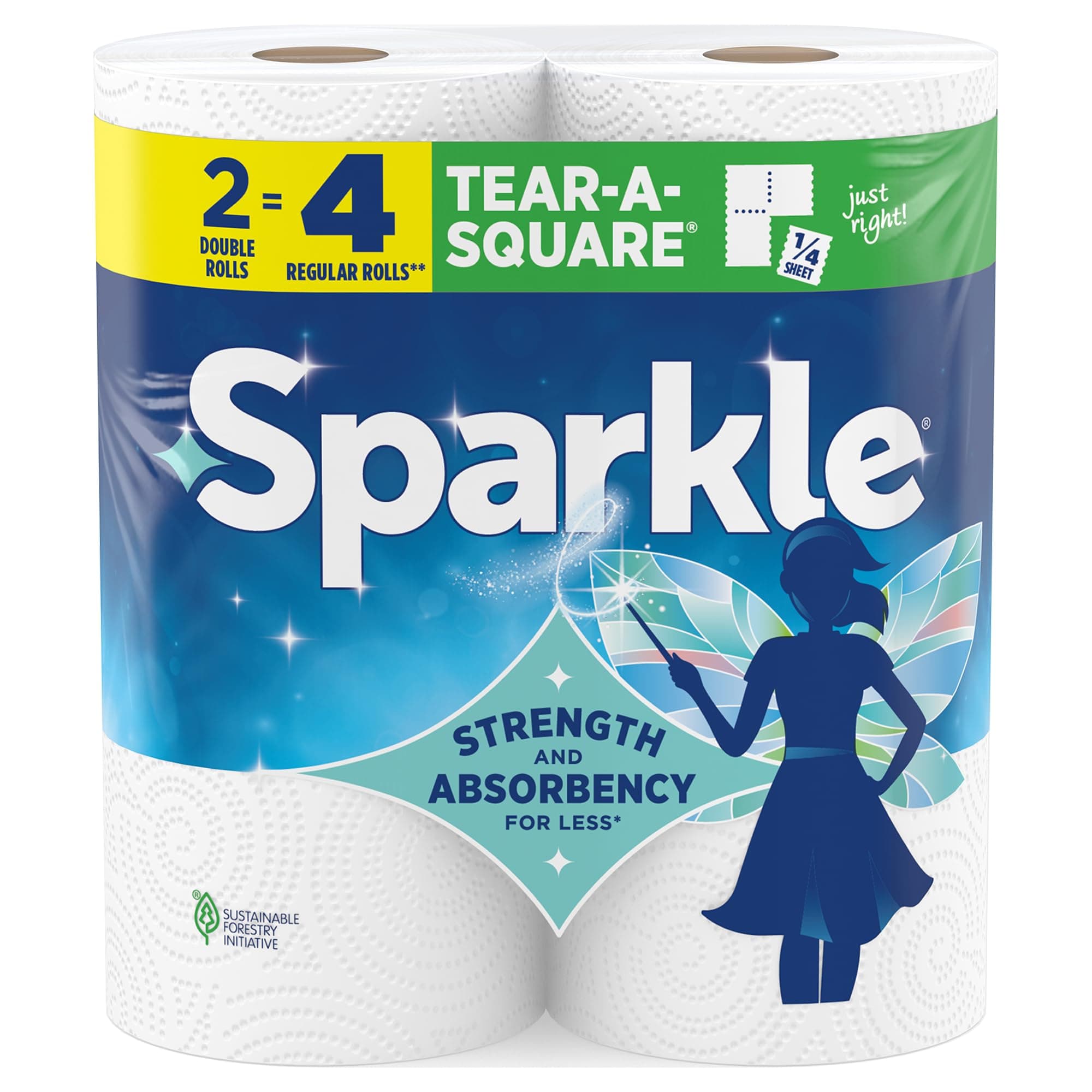 Tear-A-Square® Paper Towels, 2 Double Rolls = 4 Regular Rolls, 2 Count (Pack of 1)