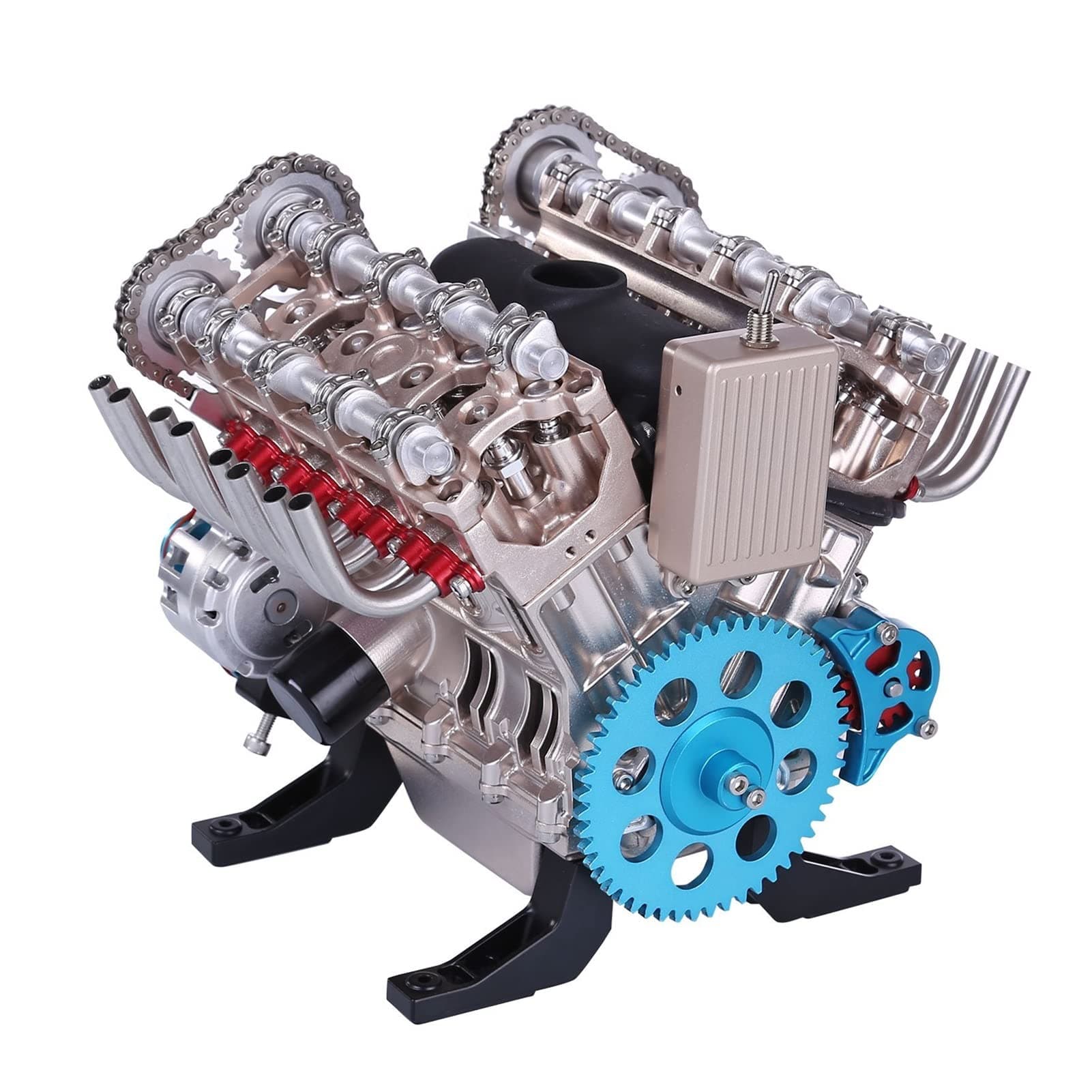JINSUO (Customized) V8 Engine Model 500 + Pcs 1:3DIY Metal Mechanical Engine Model Scientific Experiment Physics Toy Gif