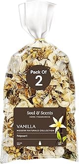 Soul & Scents Vanilla Potpourri | Dried Flowers | Fine-Living | Natural Decoration | Mood Enhancer | Perfect for Home Decor, Gifts, and Aromatherapy | Made in India | Pack of 2-140gm Each