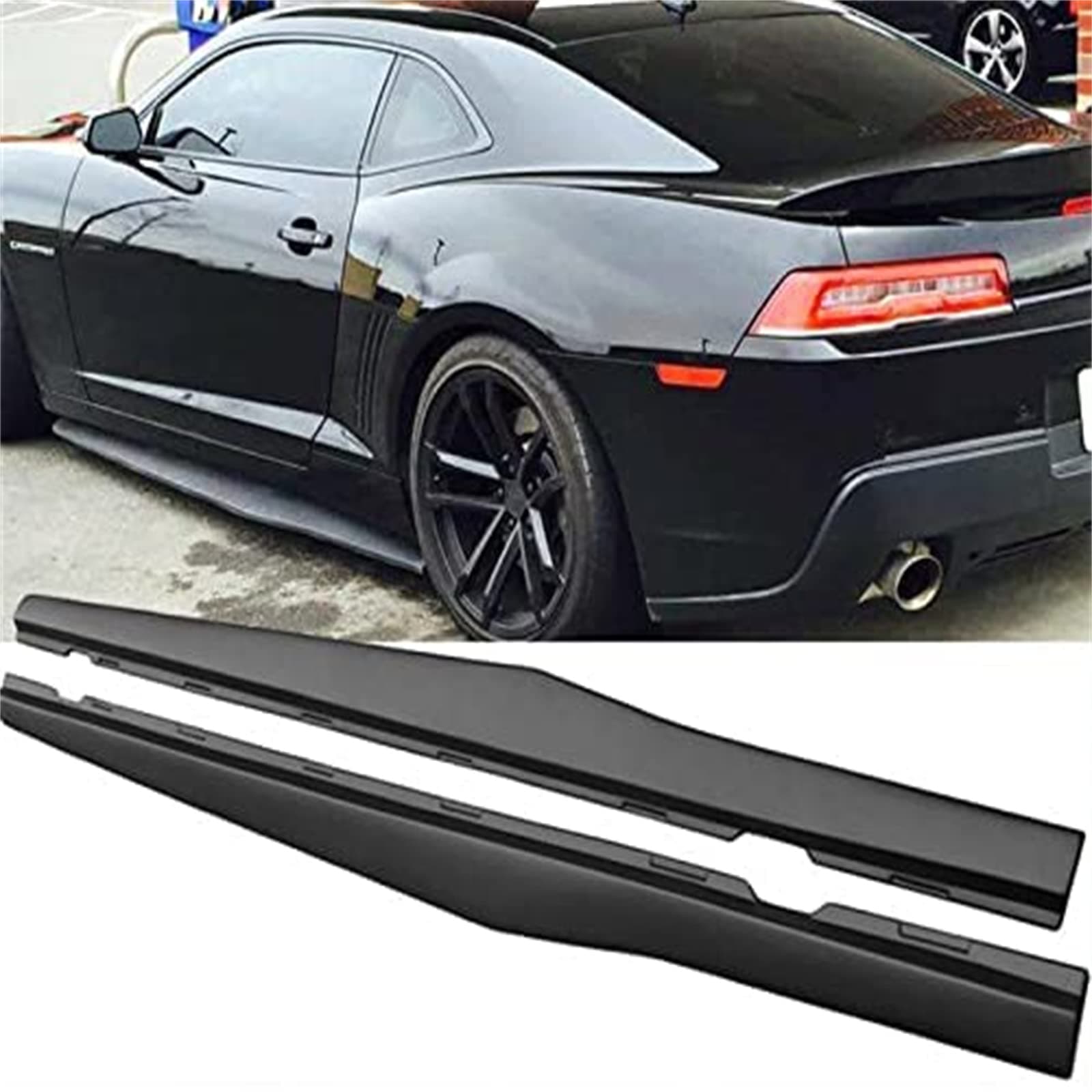 Side Skirts Compatible with 5th Gen 2010-2015 Camaro SS LS LT 1LT,OEM ZL1 Style Extension Bottom Line Lip for 2 Door Model (Glossy Black)