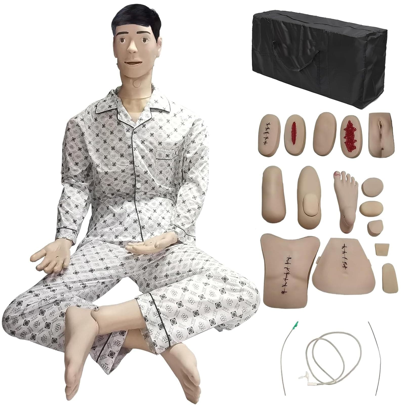 Nursing Manikin PVC Nursing Training Mannequins with Simulation Visceral and Replaceable Wound Modules and Storage Bag for Students Education Teaching Medical Training Skills