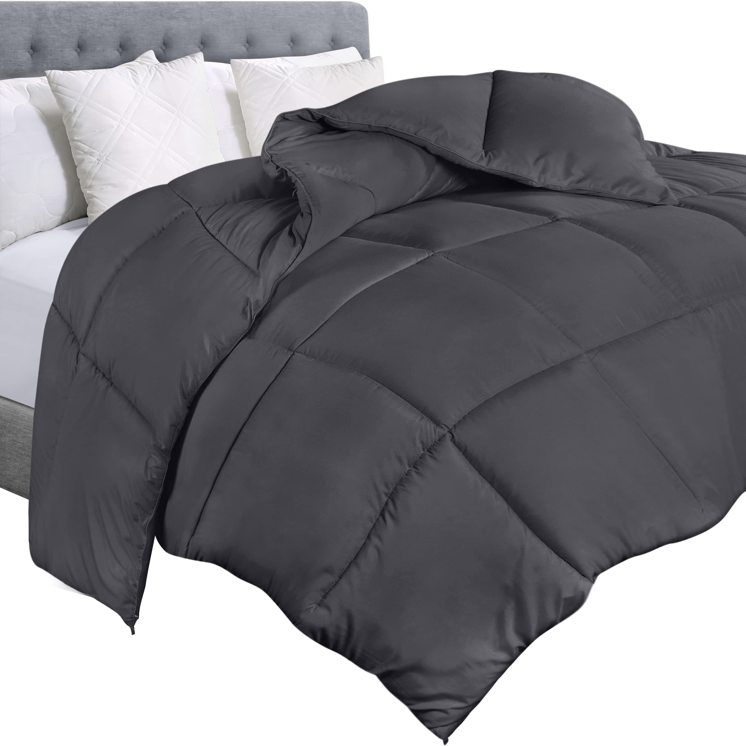 Utopia Bedding Comforter Insert Quilt Comforter with Corner Tabs Box Stitching Down Alternative Comforter Queen Size (Grey)