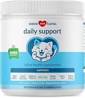Multivitamin for Cats - 4oz Powder - L-Lysine, Taurine, and Spirulina for Immune Support and Eye Health - Fish Oil & Vitamins for Skin and Heart Health. (for Cats)