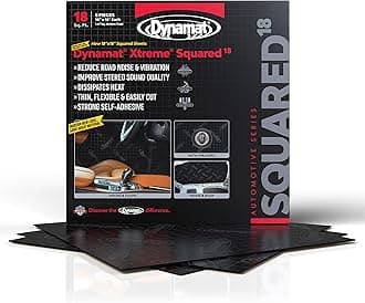 Dynamat Xtreme Sound Deadening Car Insulation Squared 18 Pack – Noise Dampening for Floor, Doors, Panels, Hood or Trunk – Easy Self Adhesive Install – Made in USA – 8 Sheets 18”x18”, 18 sq ft Total