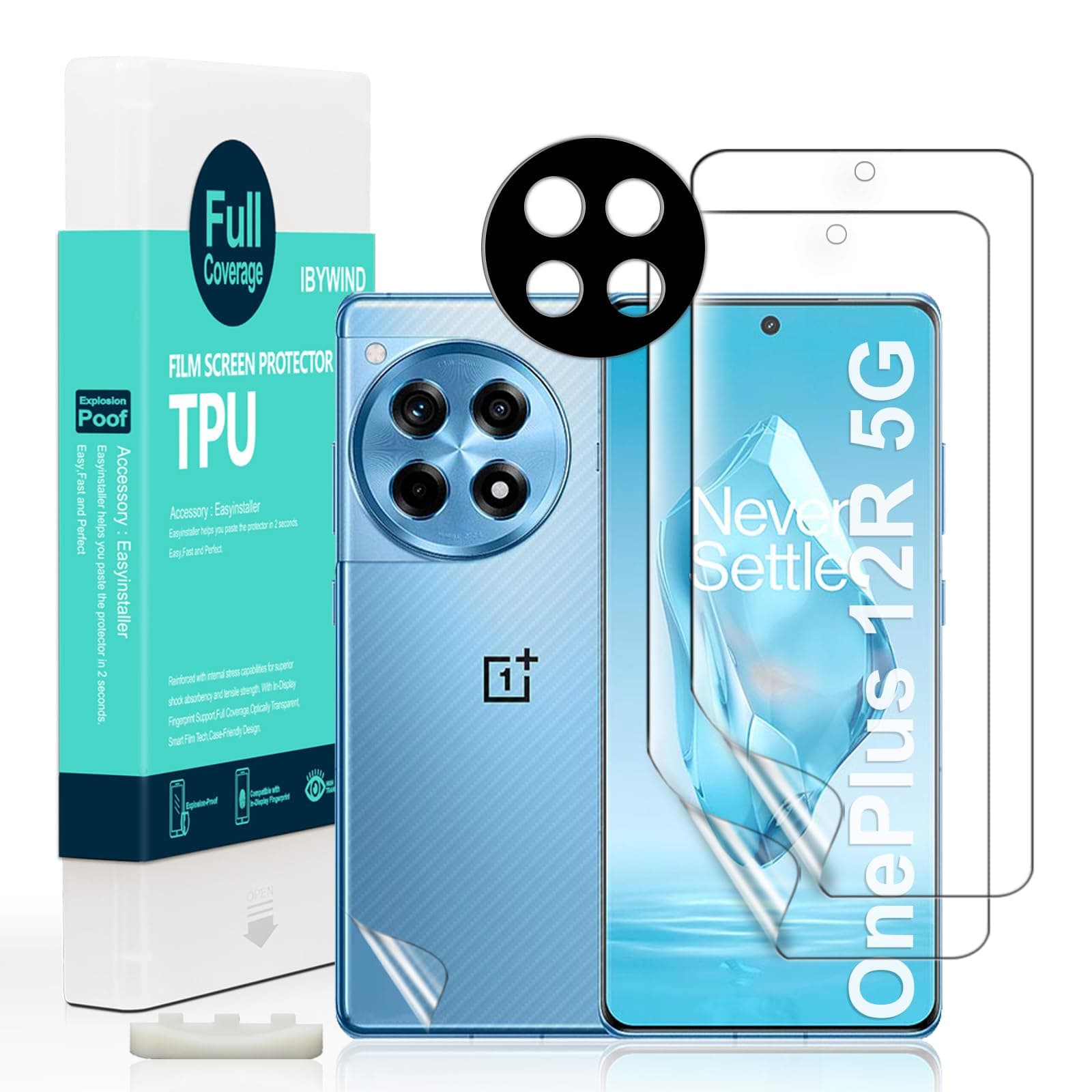 2 Pcs Screen Protector For OnePlus 12R 5G 6.78",Flexible TPU Film,Bubble Free,Easy to install