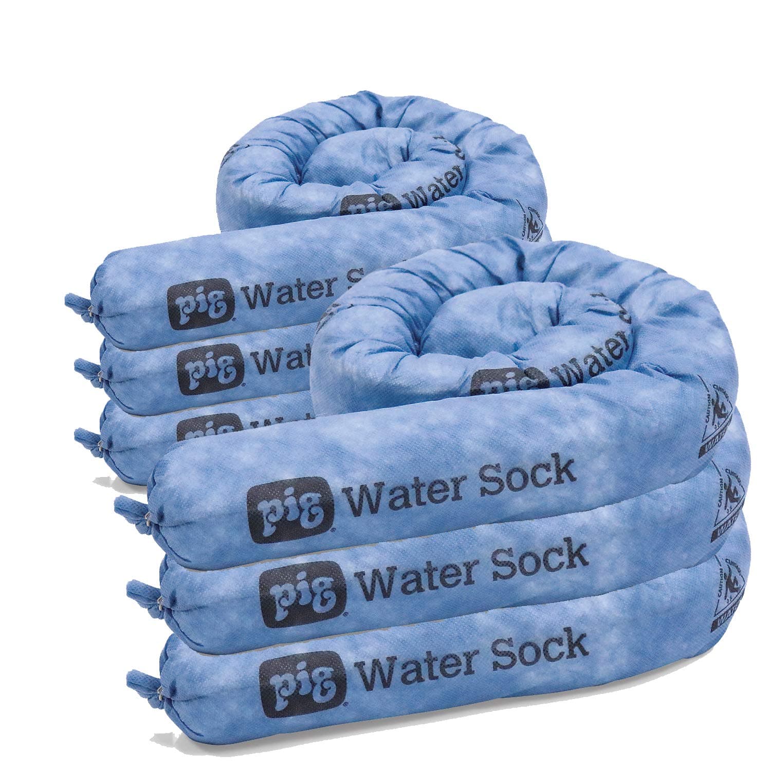 PIG Super Absorbent Sock for Water | 6 Pack | ext. dia. 3" x 4' L | Absorbs Up to 1.75 Gallons per Sock | PM50635