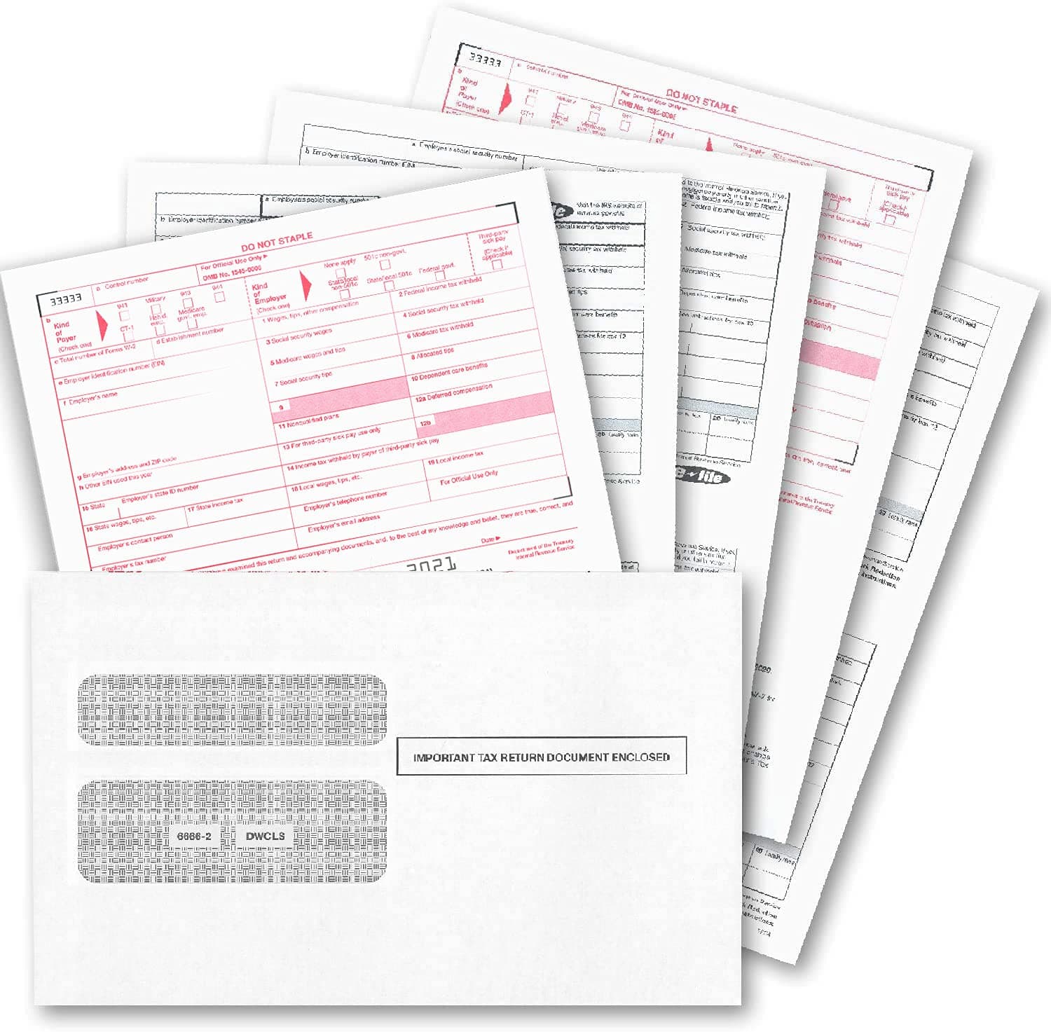 Next Day Labels W2 Forms 2019, 4 Part Tax Forms, (Set of 50 with Self Seal Envelopes) Laser Ink/Jet Forms for QuickBooks and Accounting Software