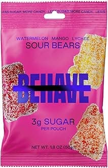 BEHAVE Low Sugar Gummy Candy (Sour Bears 1-Pack) | Keto, Diabetic Friendly, High Fiber, Gluten-Free & Non-GMO