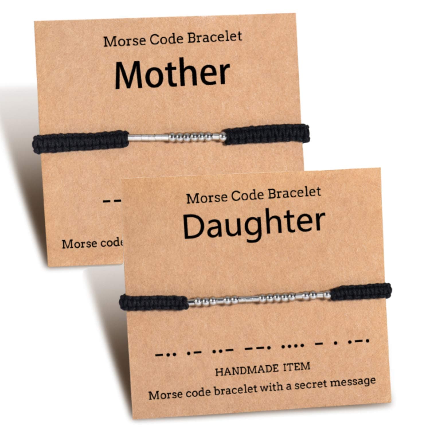 Shonyin Morse Code Bracelets for 2 Matching Adjustable Bracelet Set Funny Jewelry Unique Gift for Women Men