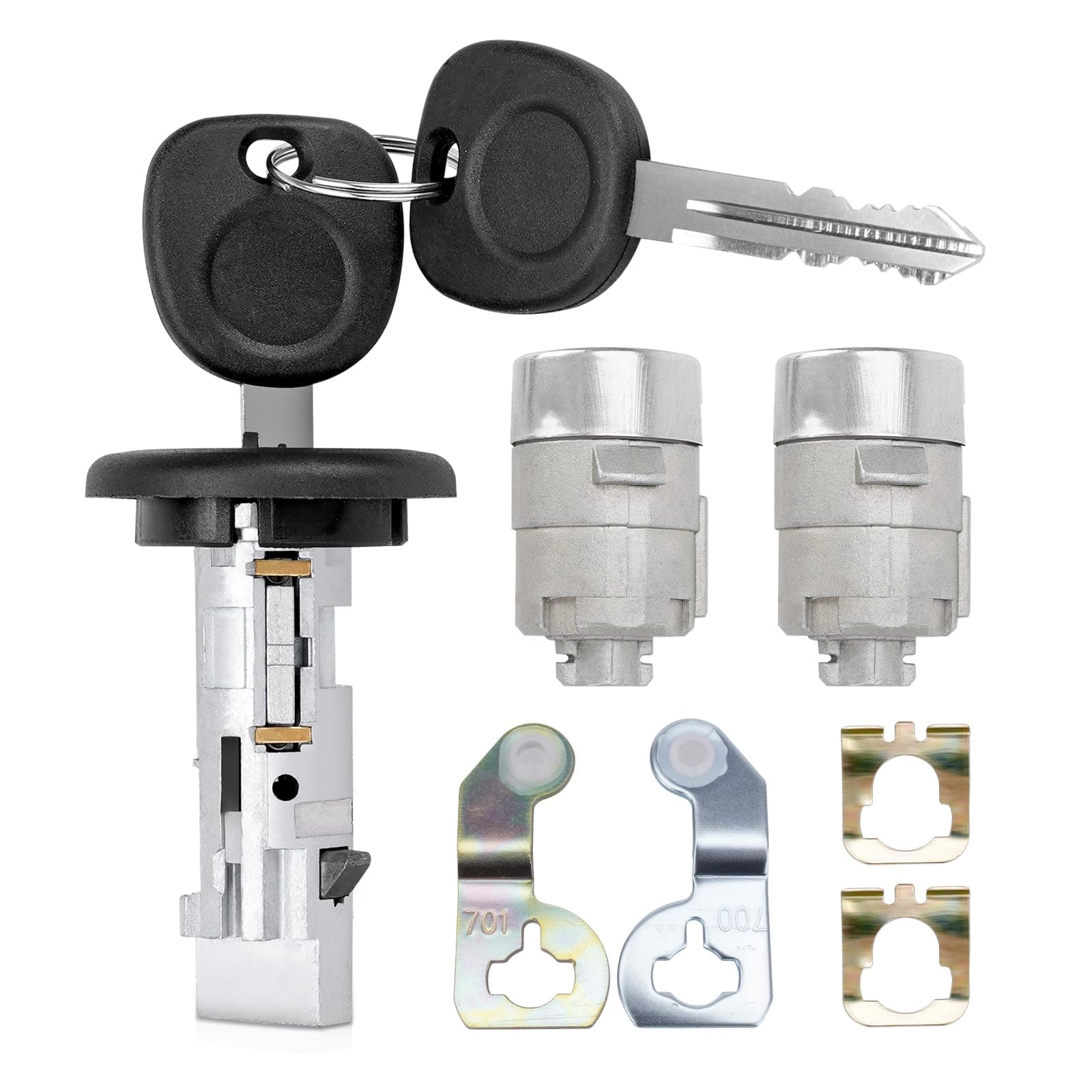 Ignition Switch Lock Cylinder and Pair Front Door Lock Cylinder with Keys Compatible with Chevy Silverado Avalanche Suburban Tahoe GMC Sierra Yukon Cadillac Escalade RAM Pickup Replace 707835 706592