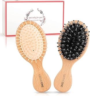 2Pcs Travel/Mini Hair Brush Boar Bristle Hairbrush for Girls Boys Kids Women Men,Detangling Brush for Thick Curly Thin Long Short Dry HairThe Forest Stewardship Council