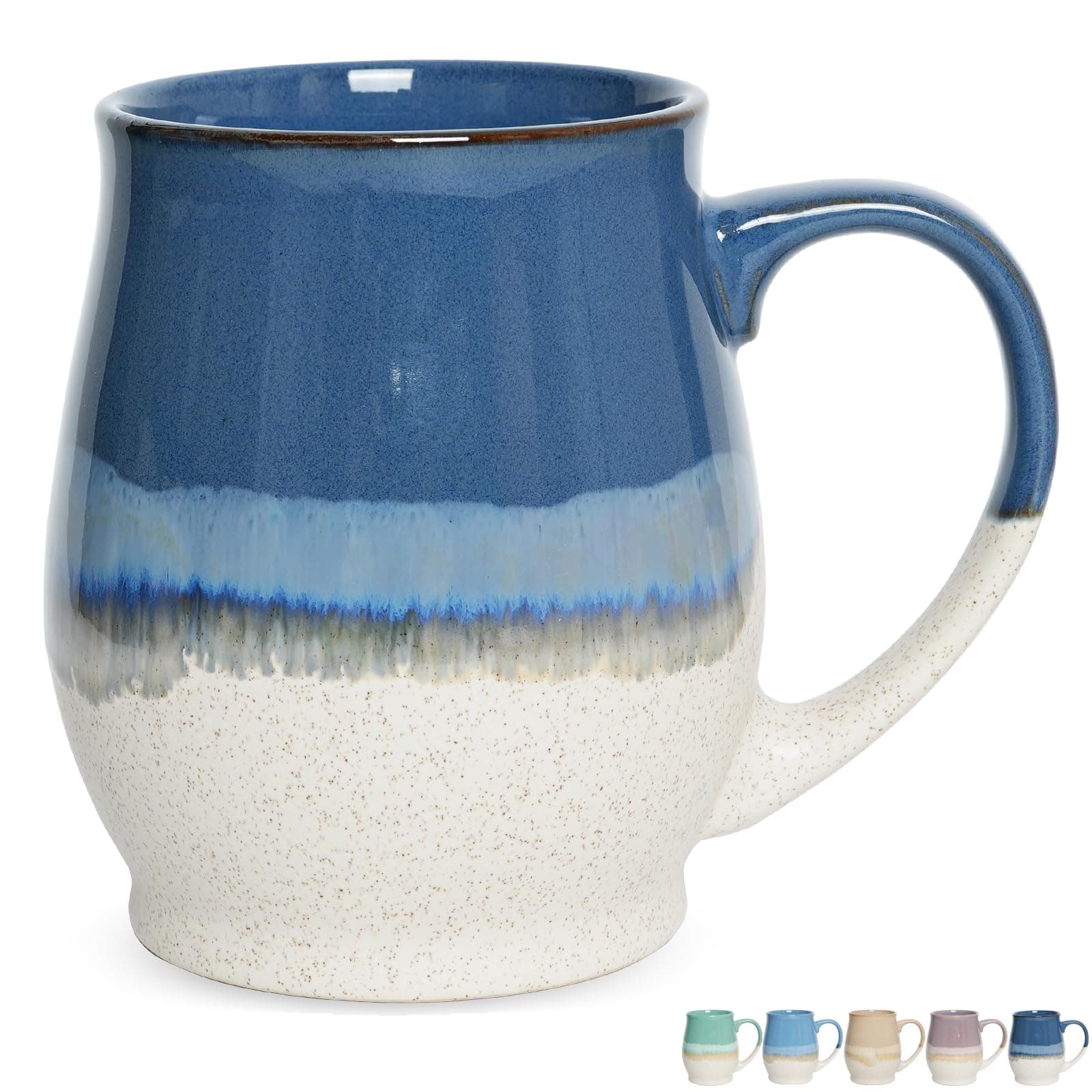 Extra Large Ceramic Coffee Mug, 25 Oz, Dishwasher and Microwave Safe, Big Oversized Tea Cup for Office and Home (Deep Blue)