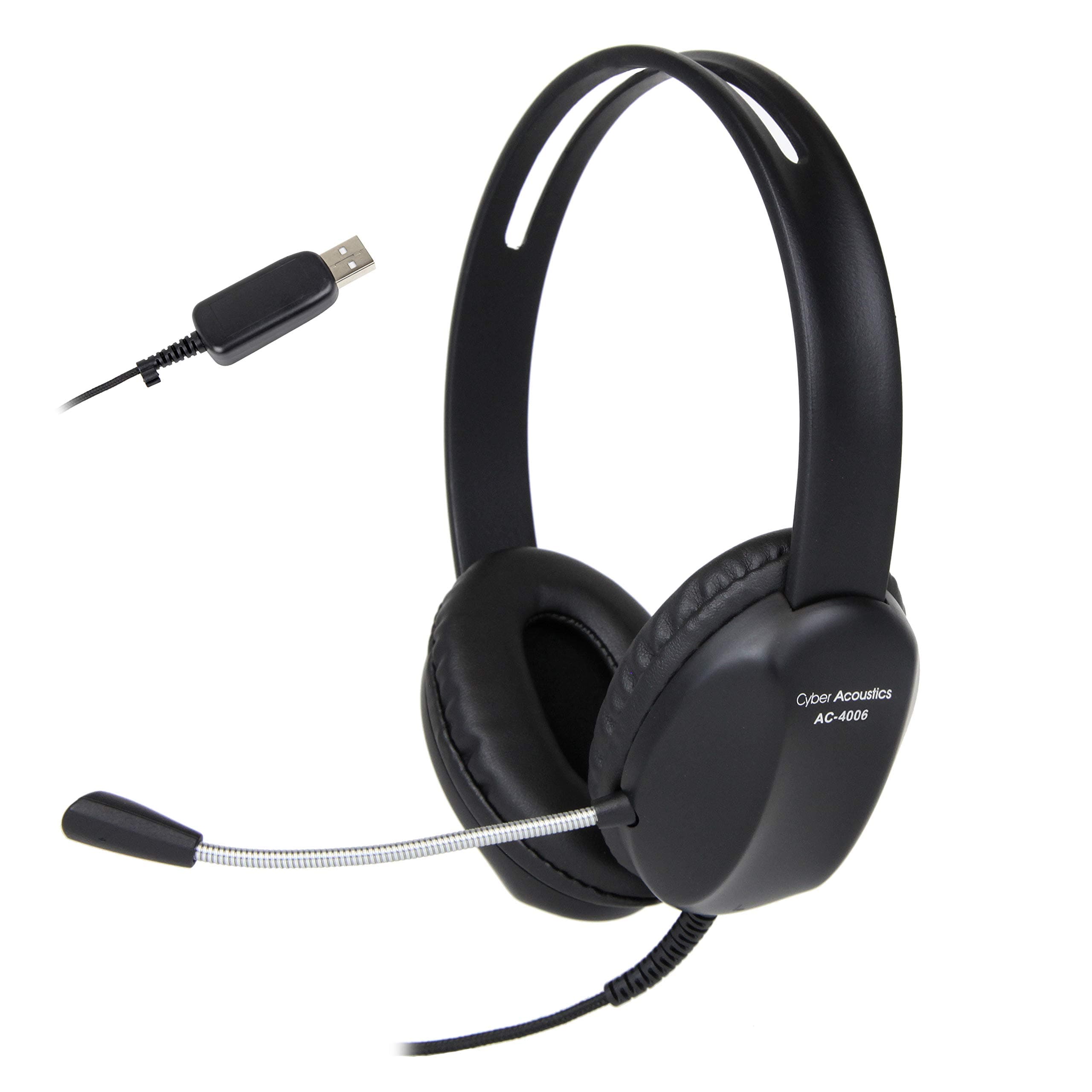 - Cyber Acoustics USB-A Stereo Headset (AC-4006-80) - Durable, Crisp, and Clear Communication in K-12 Classrooms or Home, Made with 60 Percent Recycled Plastic - 80 Pack