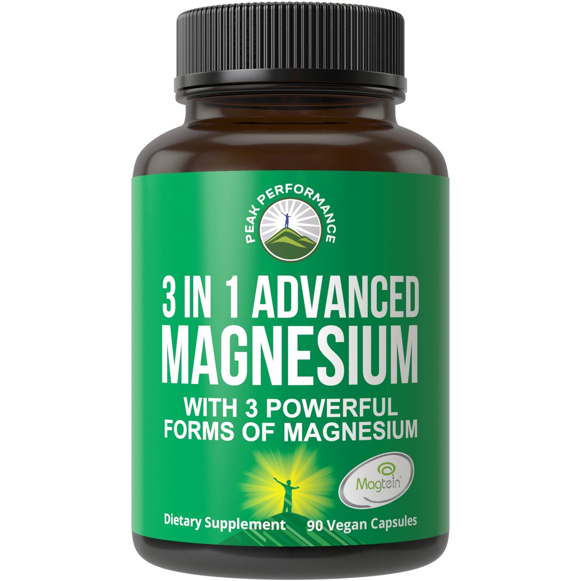 3 in 1 Advanced Magtein Magnesium Complex Capsules with Clinically Tested Magnesium L-Threonate, Glycinate & Taurinate. High Absorption & Bioavailability. Support Brain, Focus & Memory. 90 Vegan Pills