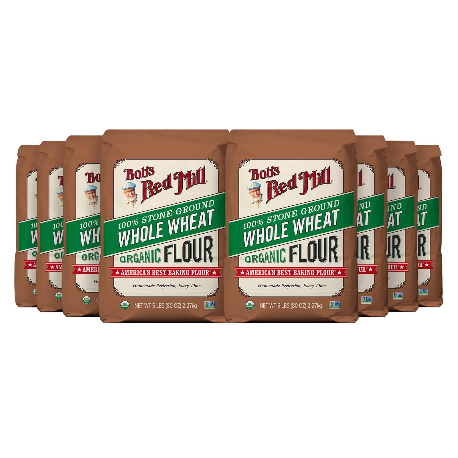 Bob's Red Mill Unbleached Organic All Purpose Flour 5lb (Pack of 8) - Organic, GMO Free, Whole Grain, Vegan, Kosher