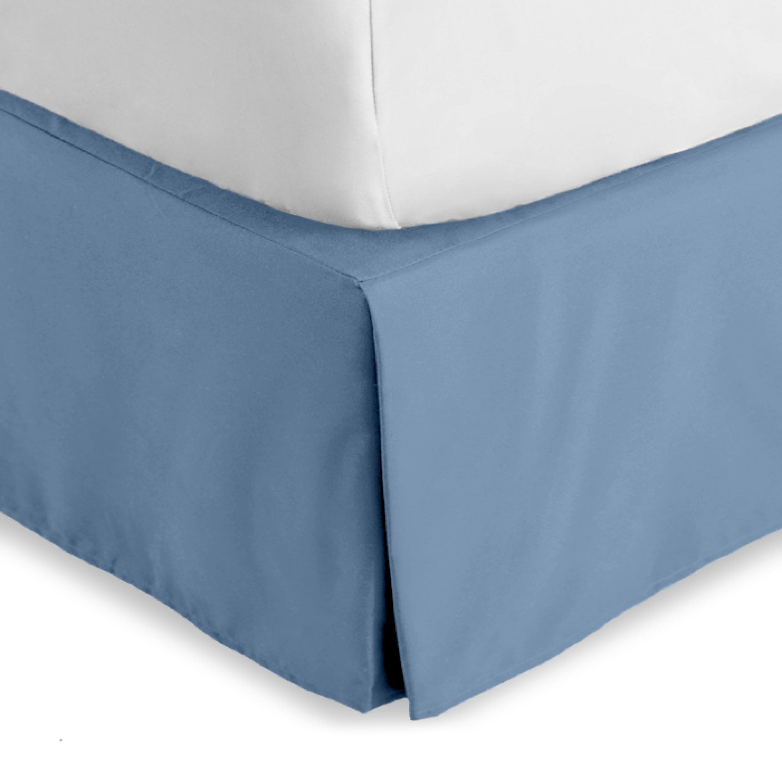 Bare Home Twin XL Bed Skirt - 15-Inch Tailored Drop Easy Fit - Bed Skirt for Twin Extra Long Beds - Center & Corner Pleats (Twin XL, Coronet Blue)