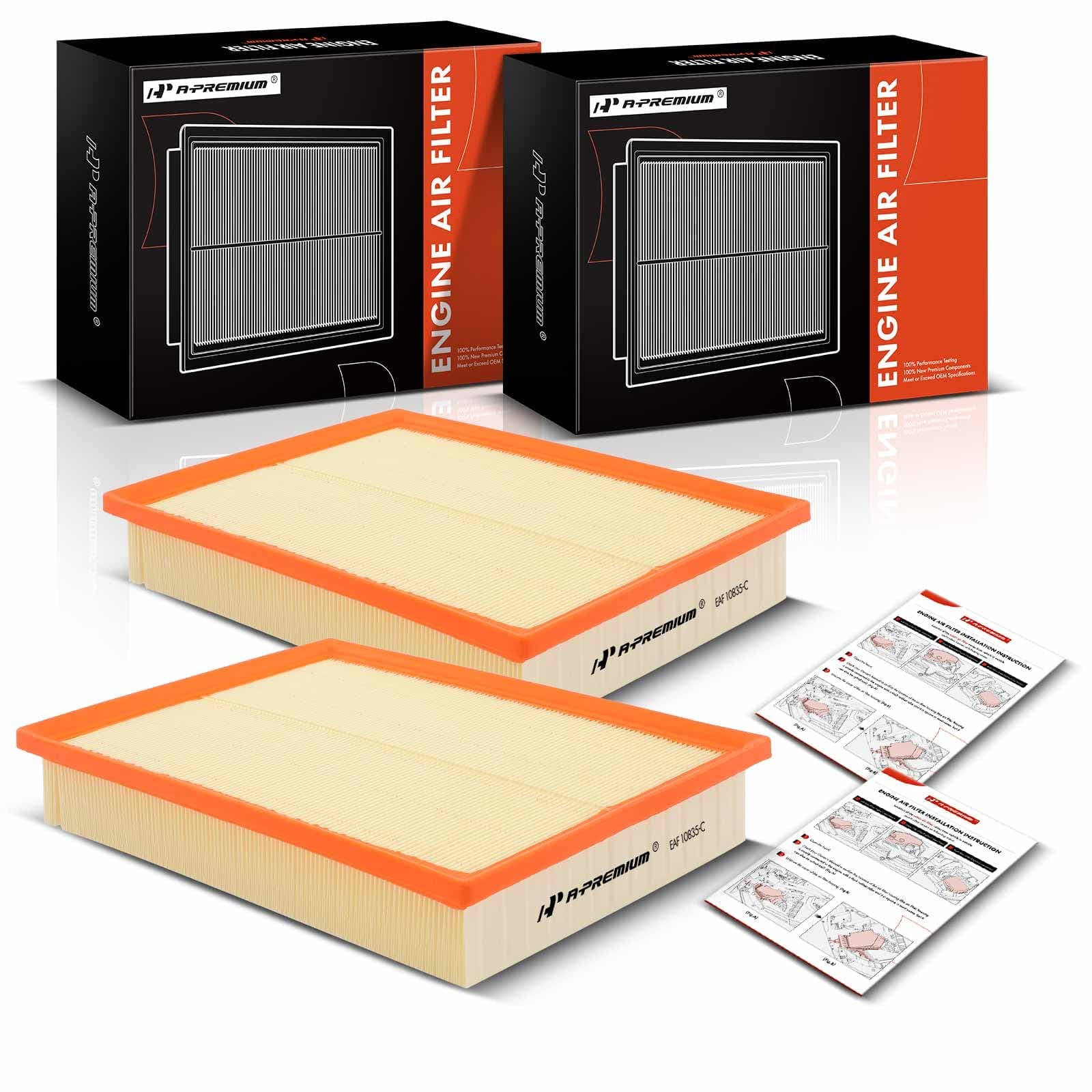 A-Premium 2-PC Engine Air Filter Compatible with Lexus GX460 & Toyota 4Runner, FJ Cruiser, 2010-2023, 4.0L 4.6L, Flexible Panel, 12,000 Miles Filter Protection, Replace# 1780138051