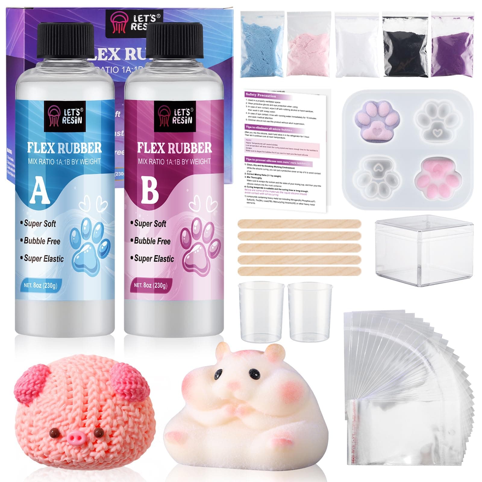 LET'S RESIN Liquid Silicone for Squishy Maker, 16oz Super Soft Silicone Rubber Making Kits -1:1 Ratio by Weight, DIY Decompression Gift