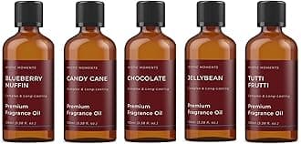 Mystic Moments | Confectionery Fragrance Oil Gift Starter Pack 5x100ml | Blueberry Muffin, Candy Cane, Chocolate, Jellybean & Tutti Frutti | Perfect as a Gift