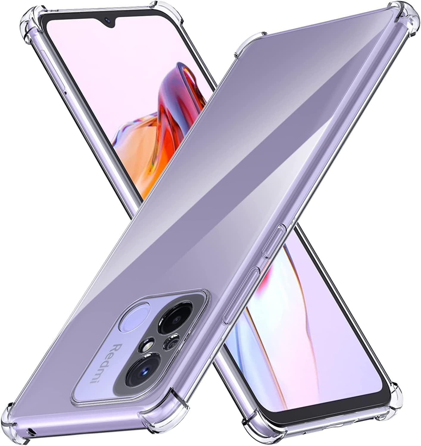 Zubitech Case Compatible for Xiaomi Redmi 12C Back Case Clear Cover Soft Flexible Silicone Transparent Shockproof Protective Cover Reinforced Bumper Edges Compatible for Redmi 12C Clear