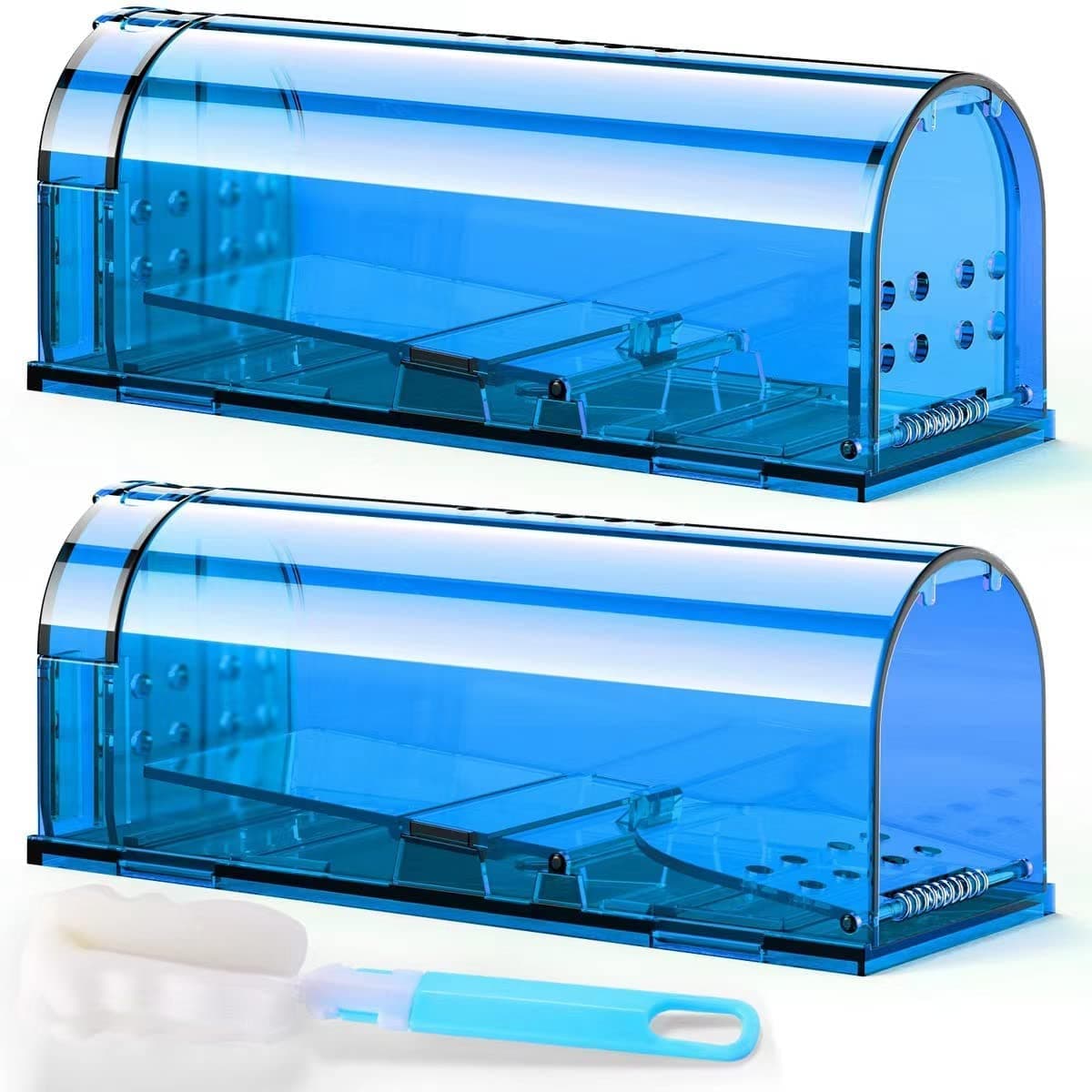 DR CATCH Mouse Traps, Humane Mouse Trap, Easy to Set, Mouse Catcher Quick Effective Reusable and Safe for Families -2 Pack (Blue)