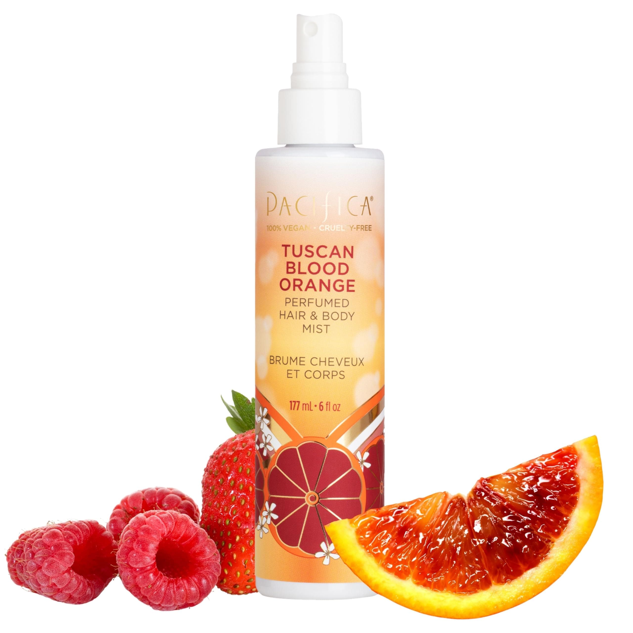 Pacifica Hair & Body Fragrance Mist - Tuscan Blood Orange - Sweet Citrus Scented Hair Perfume and Body Spray - Alcohol-Free, Long-Lasting Clean Fragrance, Vegan & Cruelty-Free, 6 Fl Oz