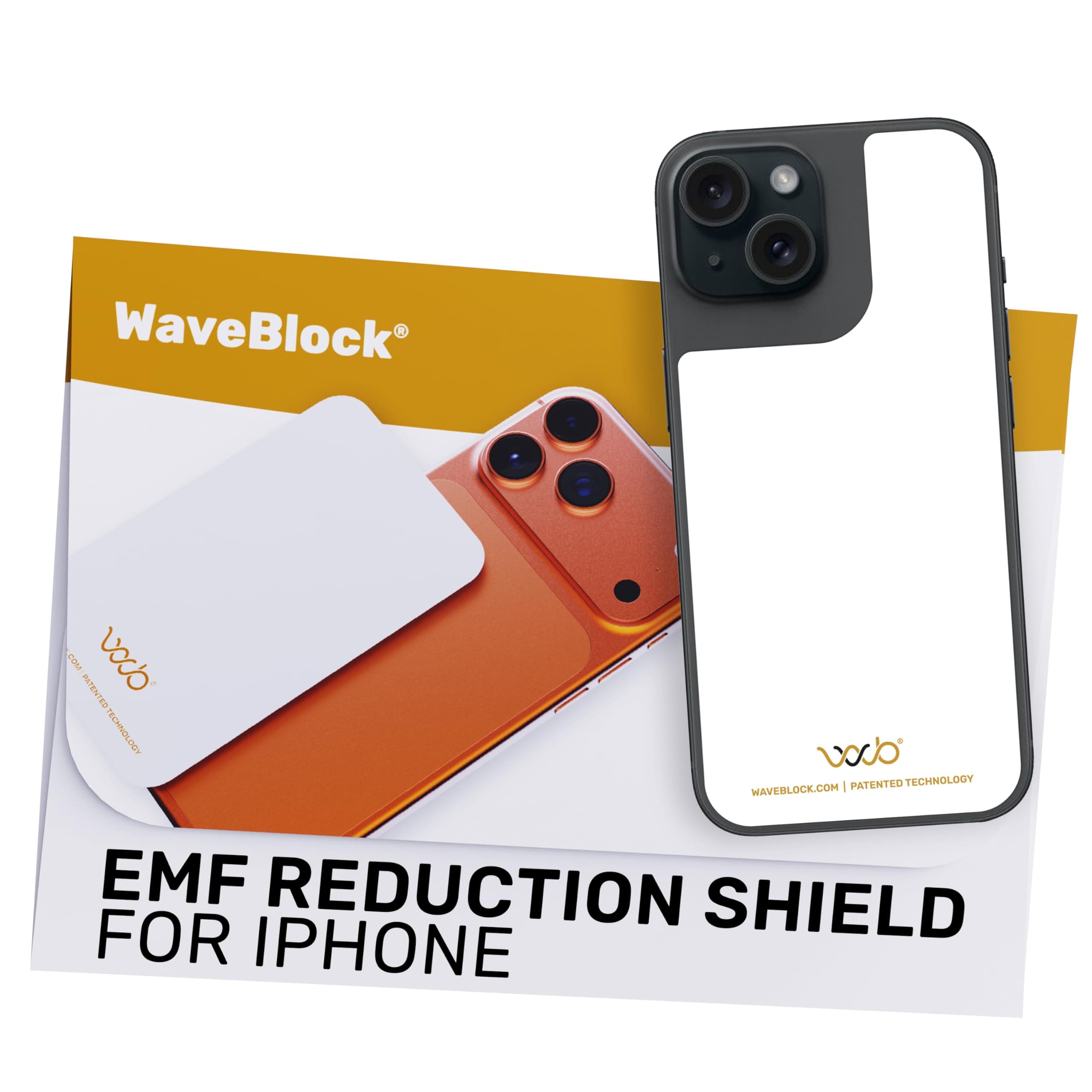 WAVEBLOCK EMF Blocker for Cell Phone - Made for iPhone 15 - The Only Patented, Real Scientifically Backed, Lab-Tested 5G-Shield Sticker to Protect You & Your Loved Ones - USA Made White