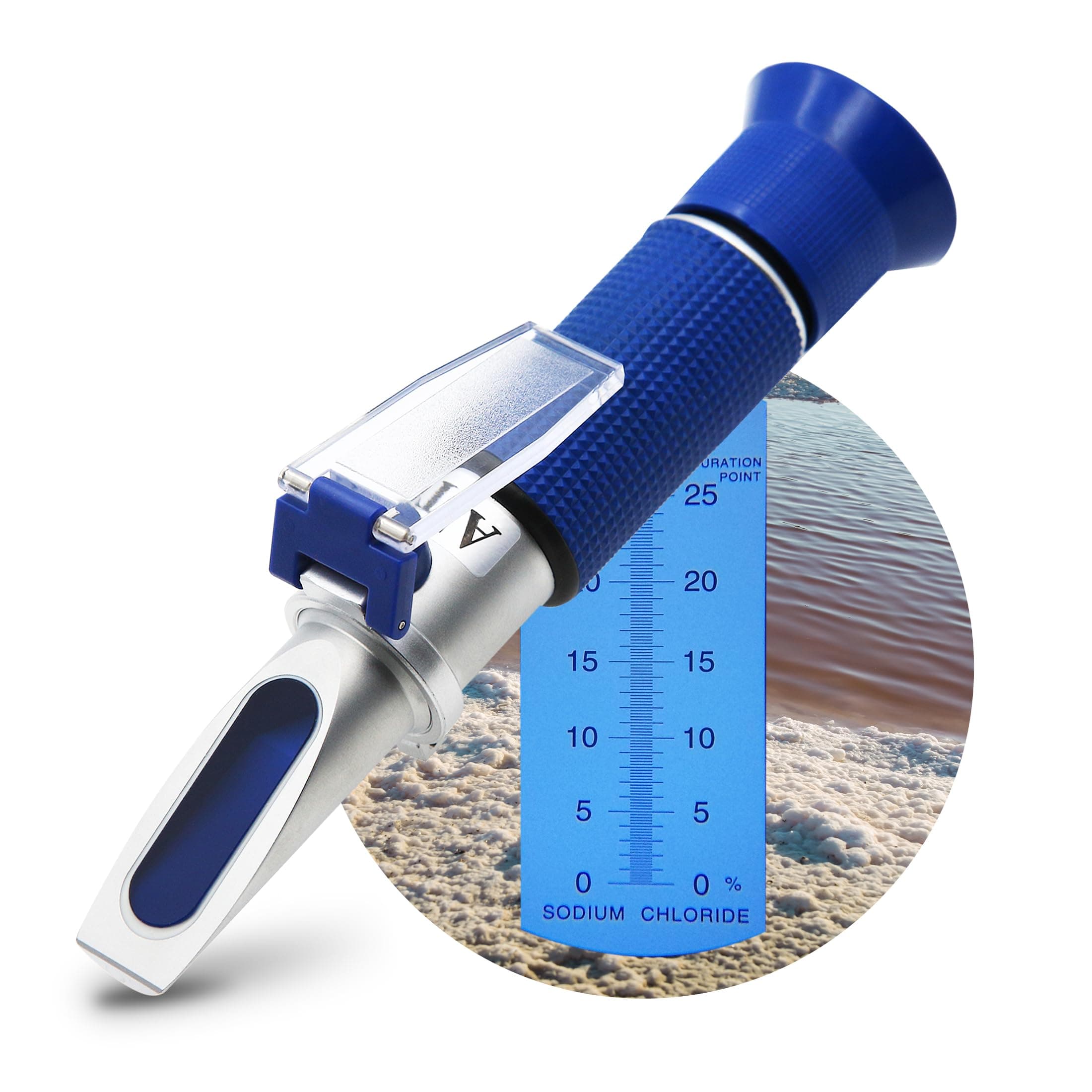 Salinity Refractometer Salt Water Tester ATC Automatic Temperature Compensation for Brine, Food, Industry, Seawater 0~28% Scale Range, Made of Copper Not Cheap Aluminum