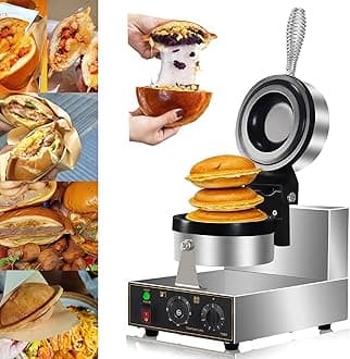 Electric Press Sealed Burger Machine, Commercial Hamburger Press, Ice Cream Waffle Maker, Non Coated Electric Burger Maker, Adjustable Temperature 50-300℃ Non-Stick Pan