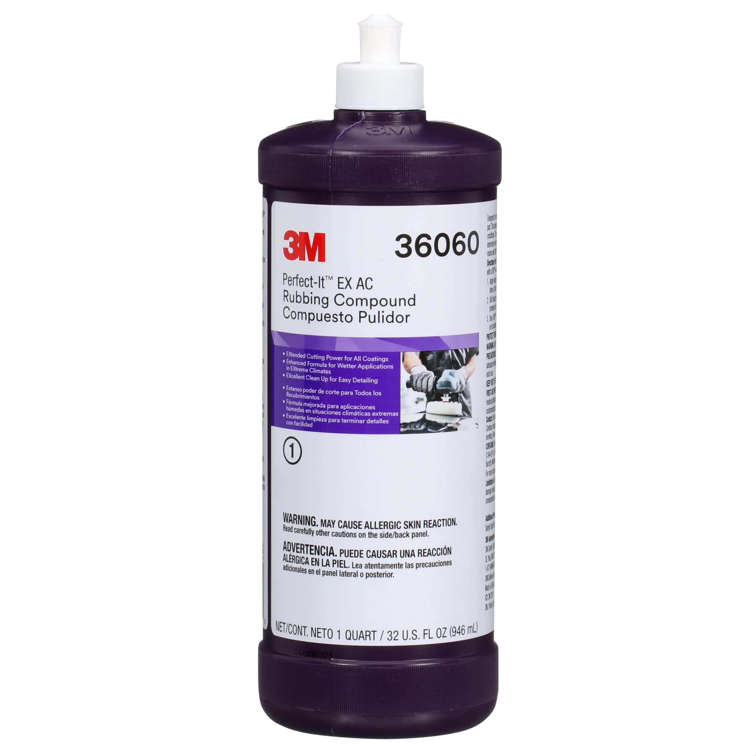 Perfect-It 3M Perfect-It EX AC Rubbing Compound, 36060, Fast Cutting, High Performing, 1 qt (32 fl oz)
