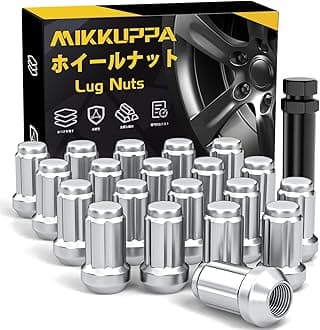 MIKKUPPA Wheel Lock Nuts, M12 x P1.5, 60° Tapered Seat, Flower Pattern Nuts, Steel, Anti-theft, 17HEX, Length 35mm, 19HEX/21HEX Socket Included, Compatible with Toyota, Honda, Mazda, Daihatsu