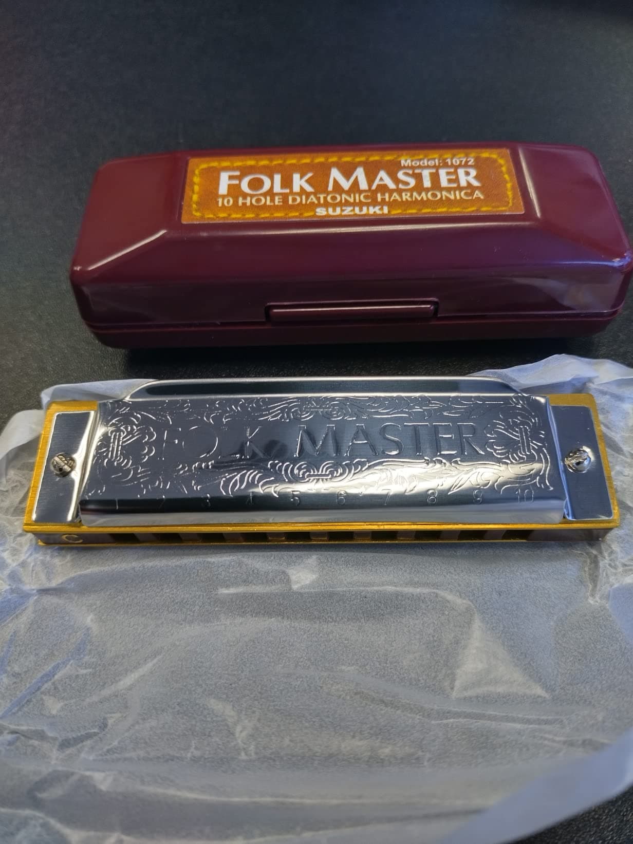 Folkmaster 1072-C Standard Beginner Diatonic Blues Harmonica Gaita 10 Holes Key of C Musical Instrument